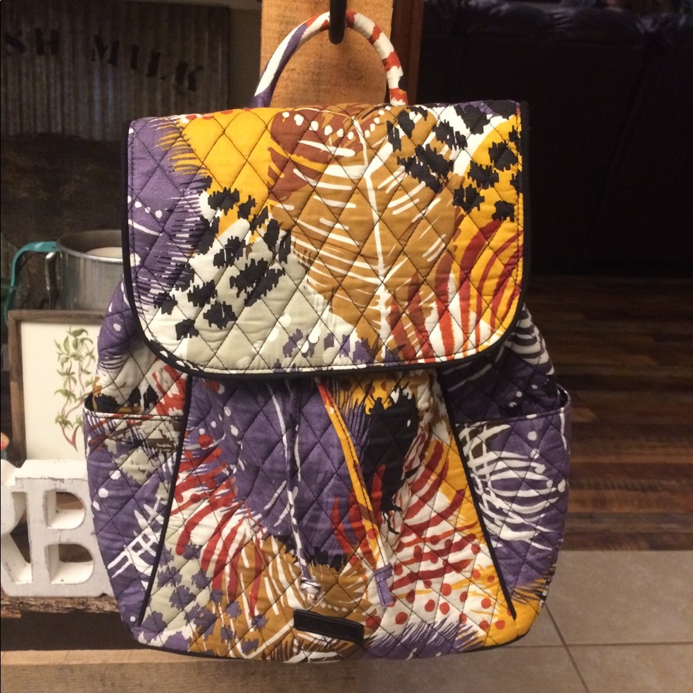 Vera Bradley Drawstring Backpack Painted Feathers